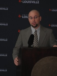University of Louisville stainability assistant provost Justin Mog announced details of STARS silver certification at a press conference.