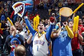 Thunder fans are rocking the Chesapeake Energy Arena during the 2012 NBA playoffs.