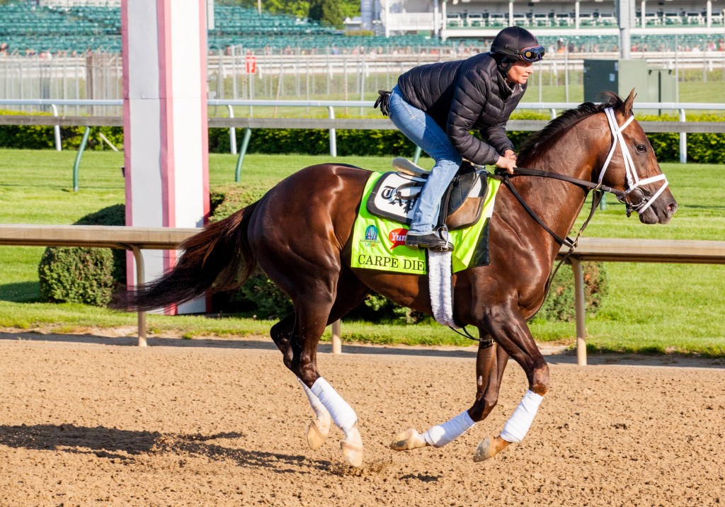 Kentucky Derby 141 contender Carpe Diem worked out at Churchill Downs on April 29, 2015. Photo by Bill Brymer.